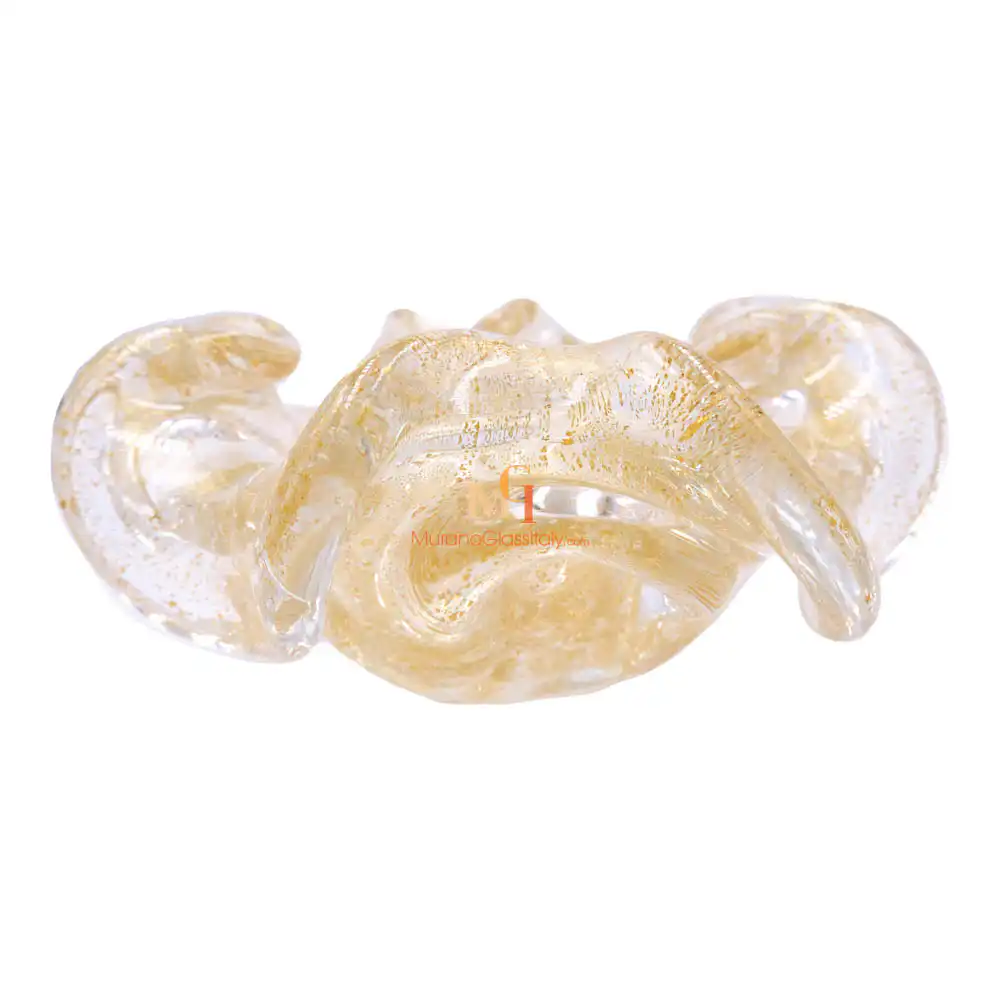 Ninfea Gold — Blue Art Glass Bowl-4