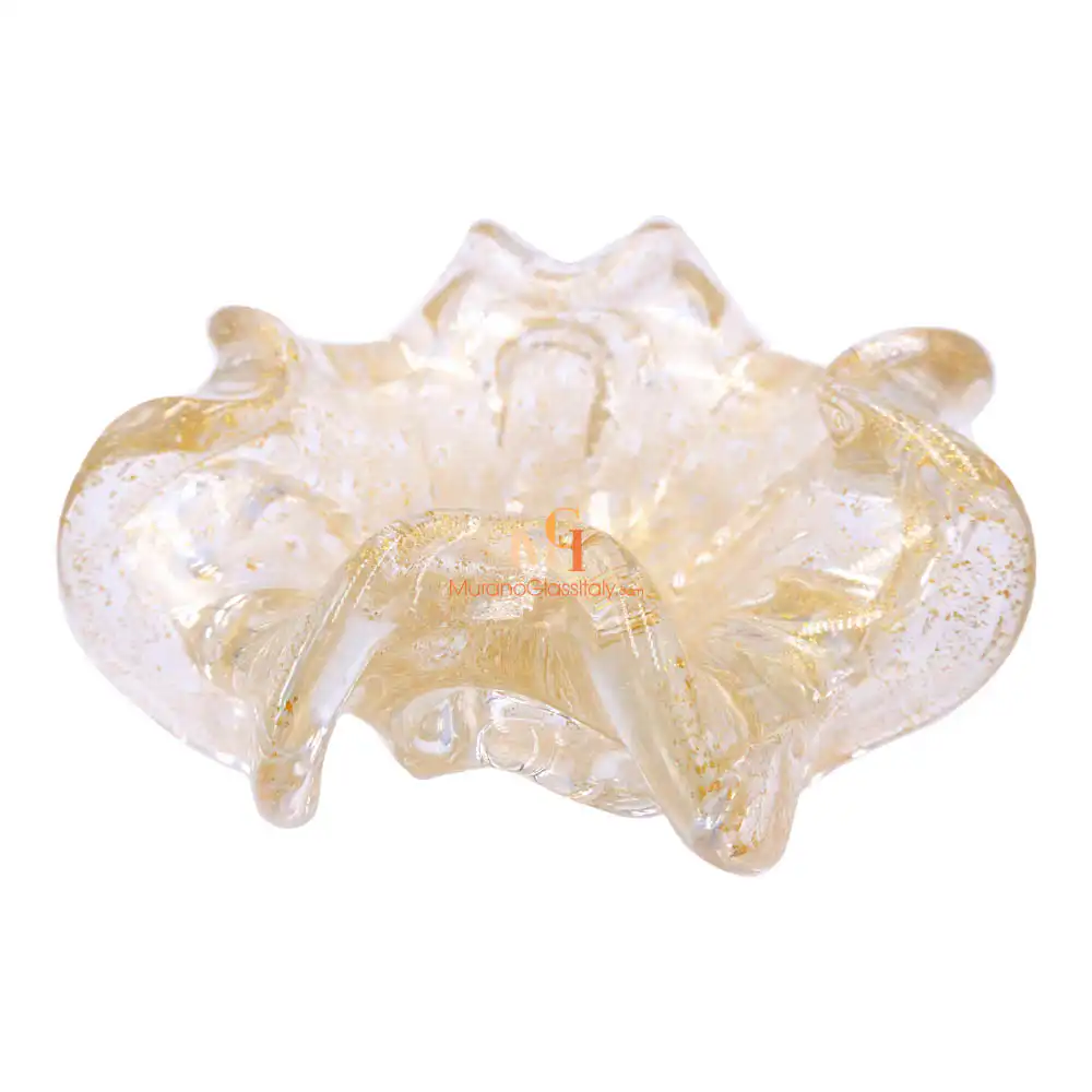 Ninfea Gold — Blue Art Glass Bowl-5