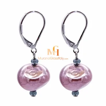 Delizia pink - ムラノガラスのイヤリング