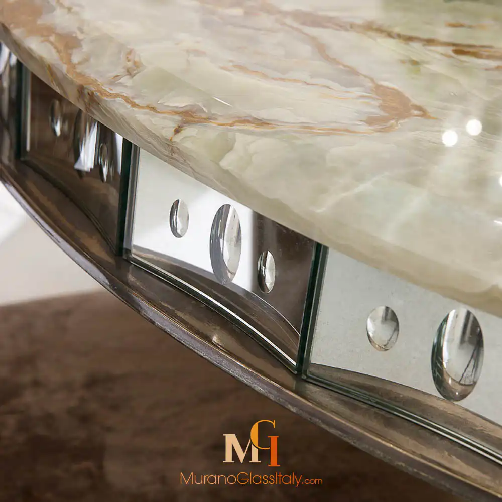 Mazzorbo – Luxury Glass Dining Table – Details Side