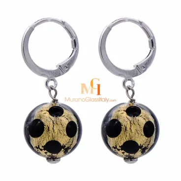 魅惑的な黒 - ムラノ吹きガラスイヤリング