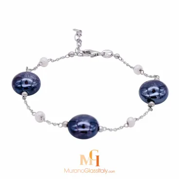 Silver Dunkelblau - Armbänder Perlen