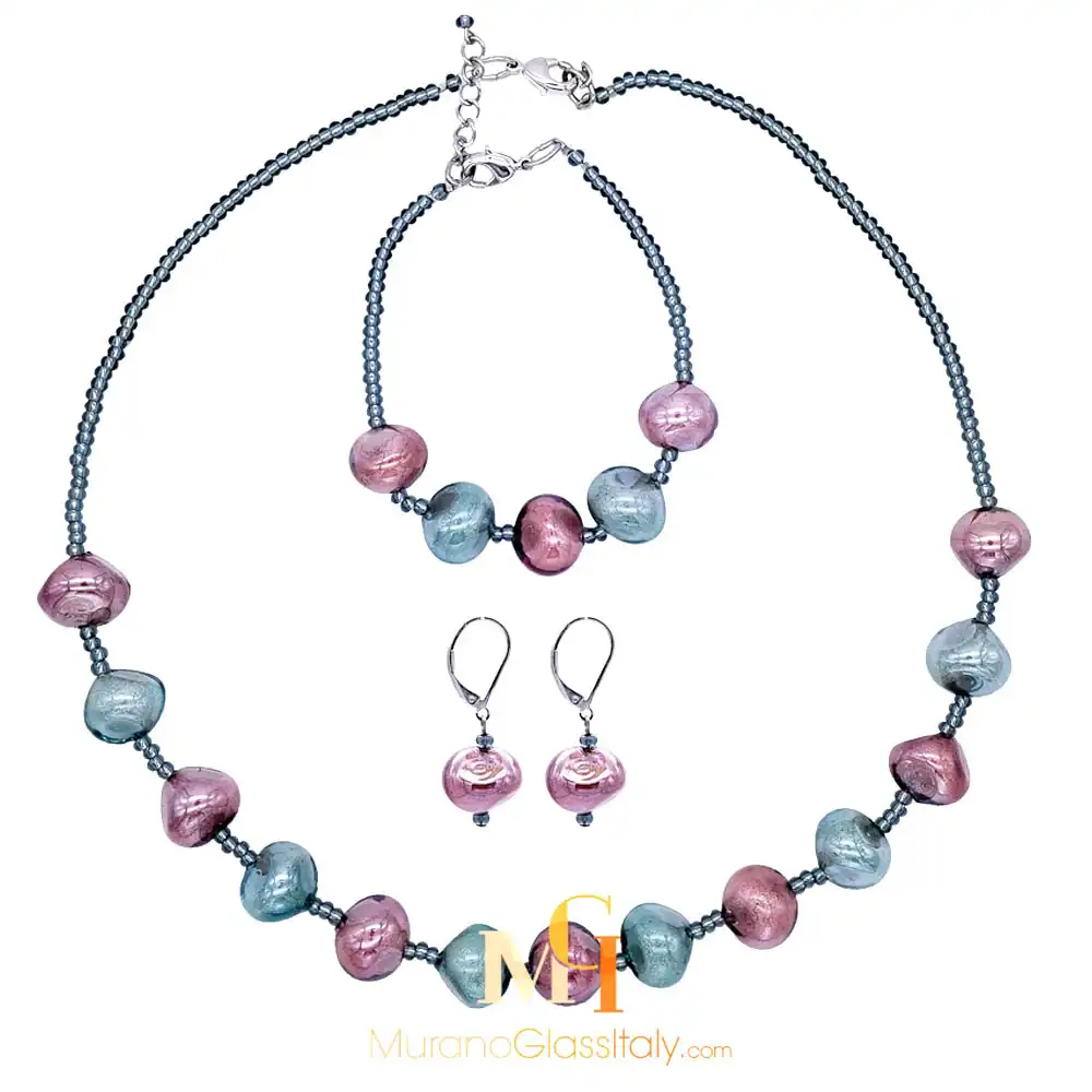 Delicious – Perlenschmuckset – Pink Glass Jewelry Set