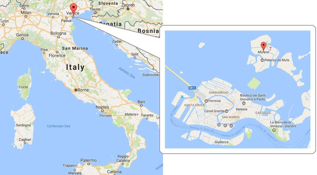 Italy and Murano map