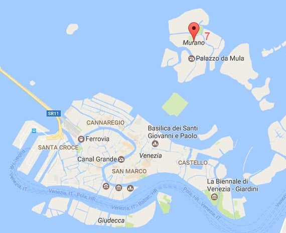 Murano and Venice Map
