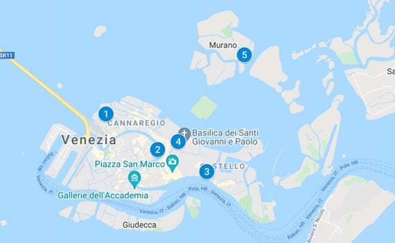 Map of Places to Eat