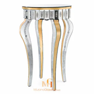 mirrored glass pedestal table