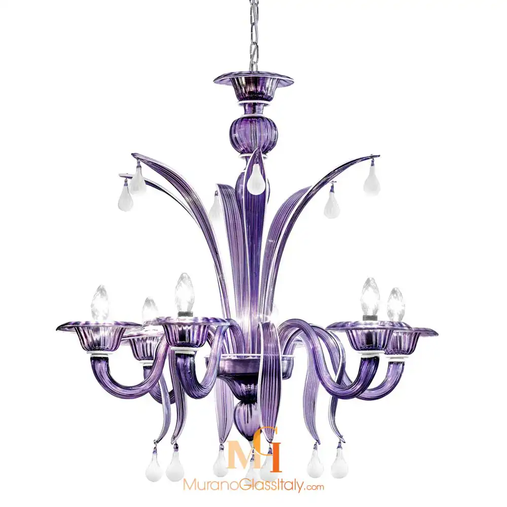 Iris 6L lilla-bianco Lustre Pampilles Moderne