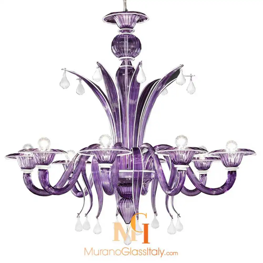 Iris 8L Lilla-Bianco Lustre Pampilles Moderne