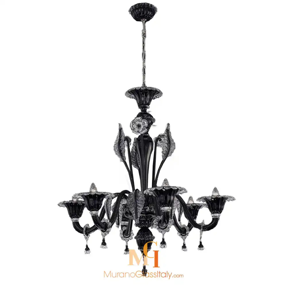 Doge 6L black murano glass chandelier