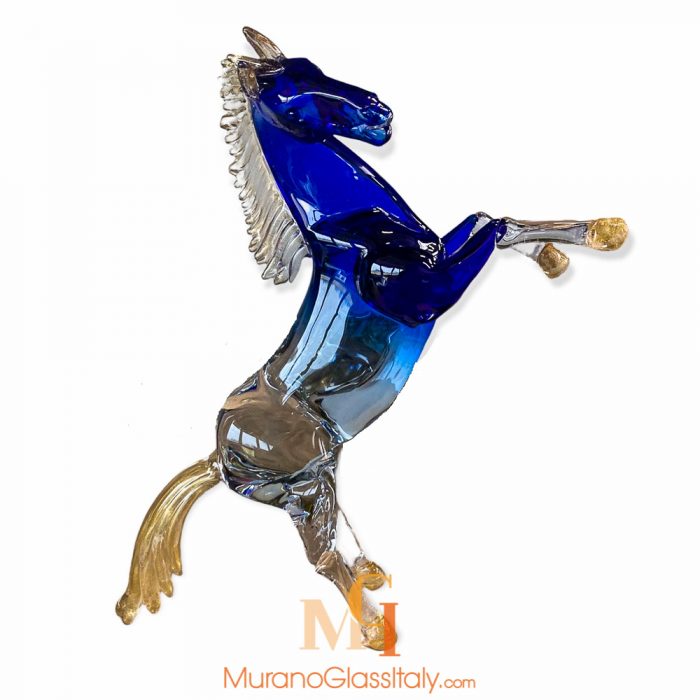 murano blue horse and gold