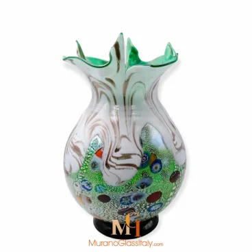 ベリッシマ グリーン＆ブラウン - ムラノグラス花瓶