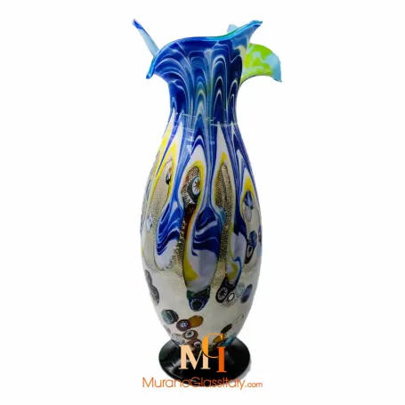Murano オレンジ 花瓶 イタリア製 赤いムラーノ・グラスの花瓶