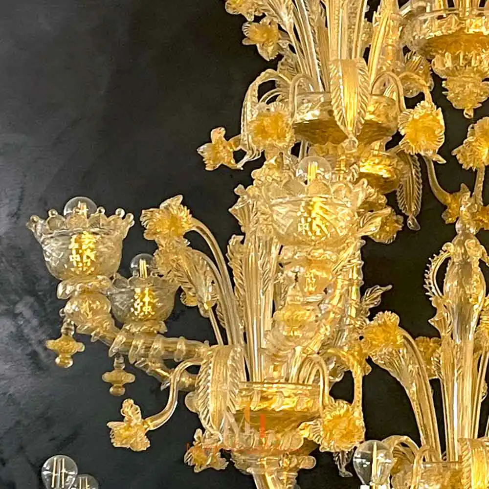 Esclusivo – Amber Murano Glass Chandelier – 4 Amber Murano Glass Chandelier