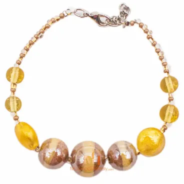 ルーチェゴールド - ムラノ・グラス・ビーズ・ブレスレット