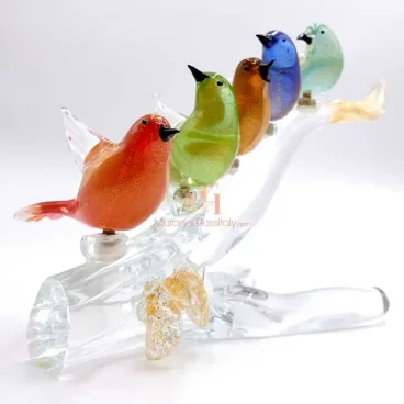 Murano Glass Birds on a Branch