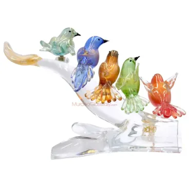 Murano Glass Birds on a Branch