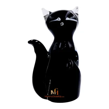 Murano Glass Black Cat