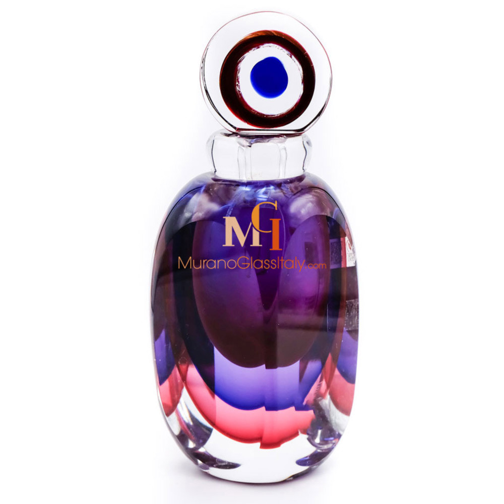 perfume bottle・MURANO，ミルフィオリ・イタリア製 Murano Glass Millefiori Decorative Perfume Bottle, 24k gold