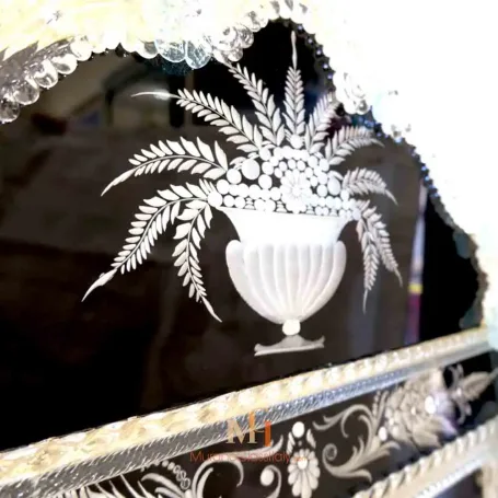 MURANO GLASS 47㎝ ムラノ ウォールミラー 壁面鏡 ヴェネチアン ROMA 