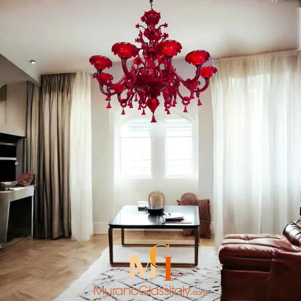 Rubino 2 – Murano Red Chandelier Murano Red Chandelier