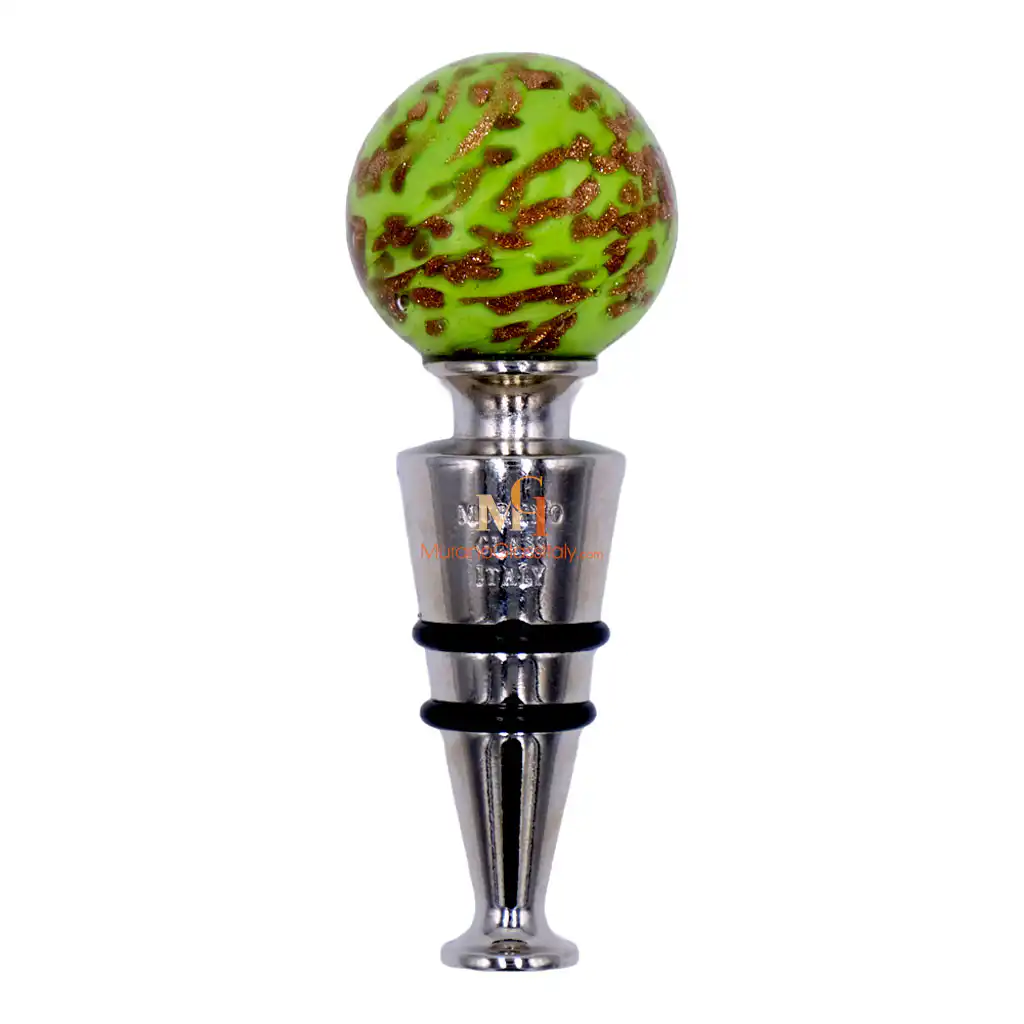 Sfera Green - Venetian Glass Bottle Stopper Venetian Glass Bottle Stopper